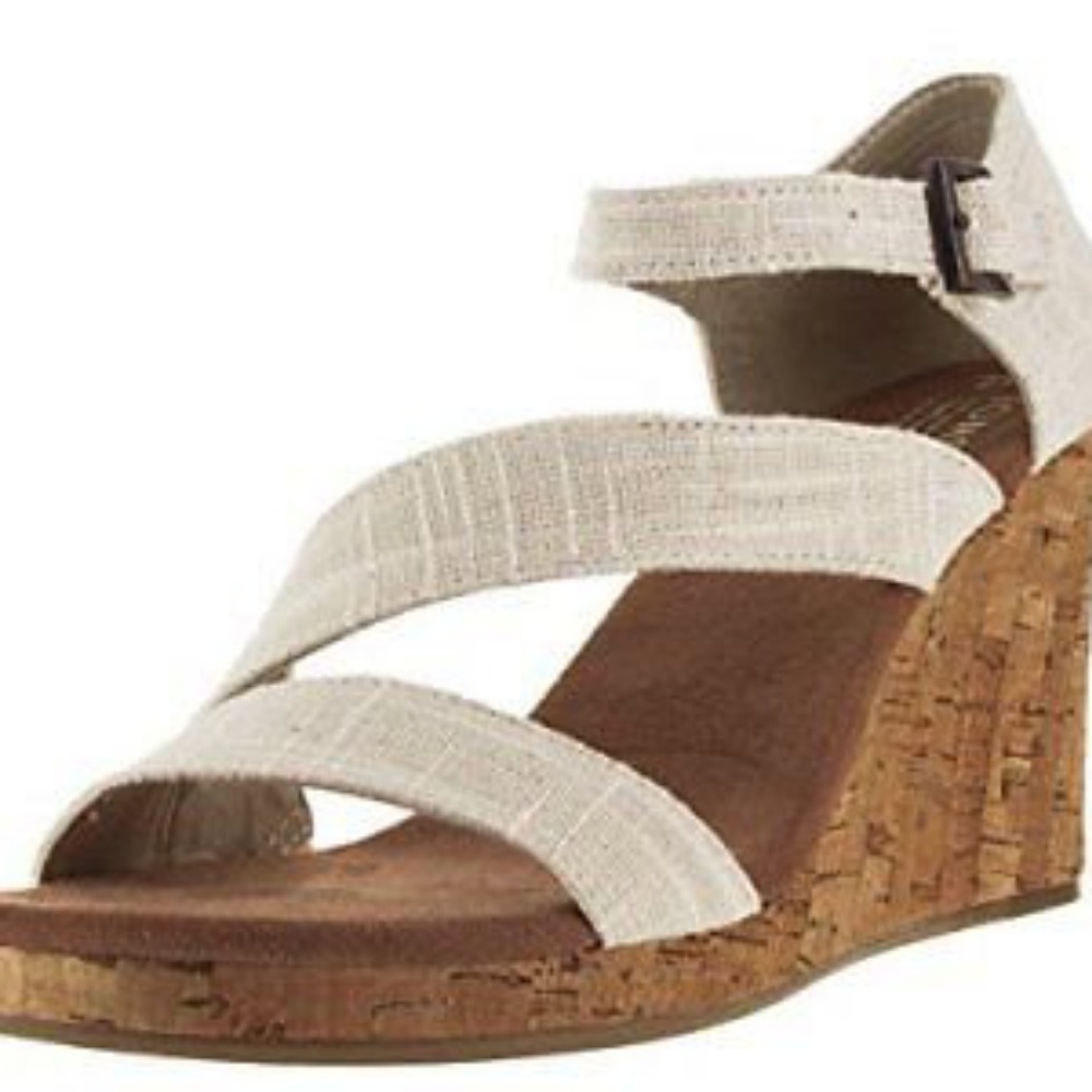 TOMS linen/cork Wedge Sandals